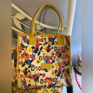 Dooney & Bourke Multicolor Bird Print Tote hard to find